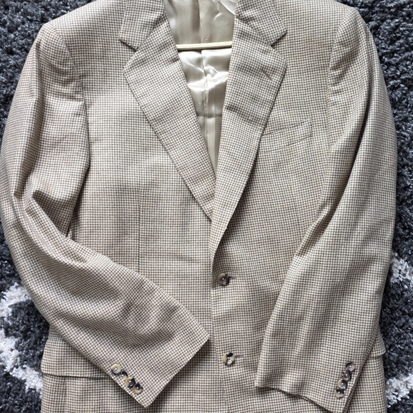 CANALI Italy Men's Blazer Size US 42L EU/IT 52 Houndstooth50% Silk/50%Cashmere